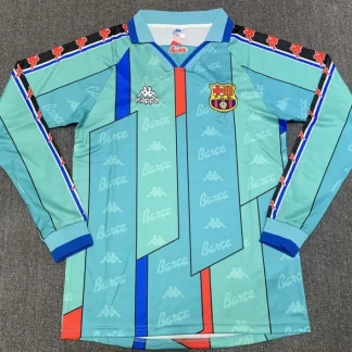 1996/1997 Camiseta de Fútbol Visitante Retro Barcelona Manga Larga Calidad Tailandesa