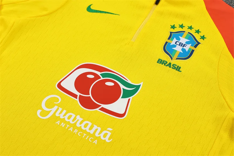 2026 Brasil Traje de Entrenamiento Amarillo de Media Cremallera Camiseta de Fútbol AAA Grado Fan