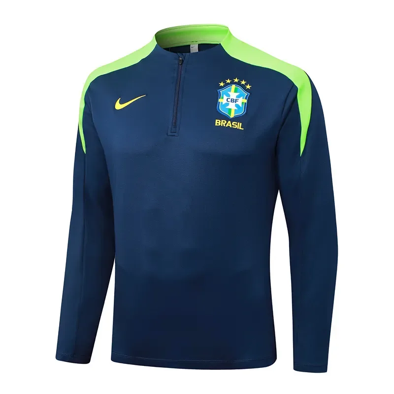 2025/2026 Conjunto de Entrenamiento Semi-Pull Azul Real Brasil Camiseta