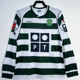 Camiseta de Fútbol Retro Local Sporting de Lisboa Manga Larga 2001/2003 Calidad Thai