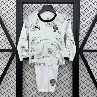 2025 Portugal Segunda Equipación Manga Larga AAA Grado Fan Talla Infantil