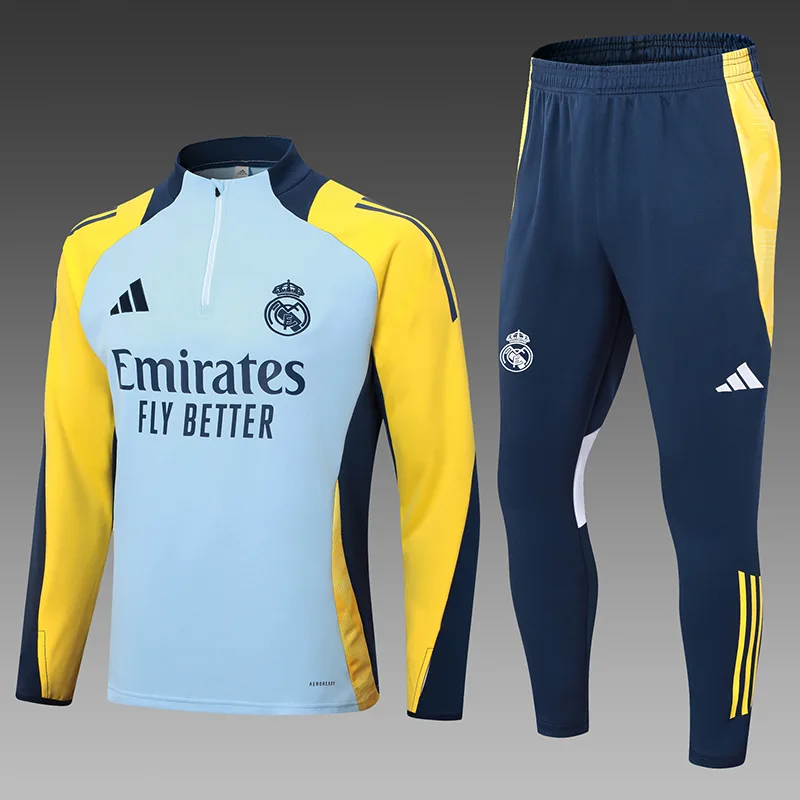 Chándal de Entrenamiento Semirrecogido Azul Bebé del Real Madrid 2024/2025 Calidad Tailandesa