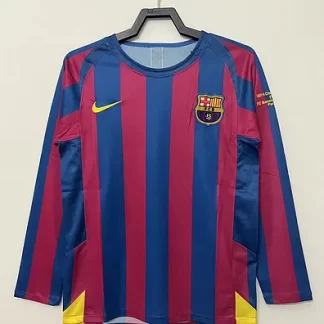 2005/2006 Retro Manga Larga Barcelona Local Camiseta de Fútbol UEFA Champions League Calidad Tailandesa