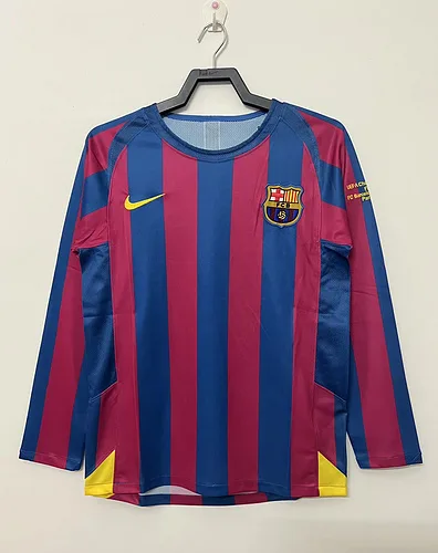2005/2006 Retro Manga Larga Barcelona Local Camiseta de Fútbol UEFA Champions League Calidad Tailandesa