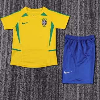 2002 Retro Brasil Local Camiseta de Fútbol 1:1 Calidad Tailandesa Talla Infantil