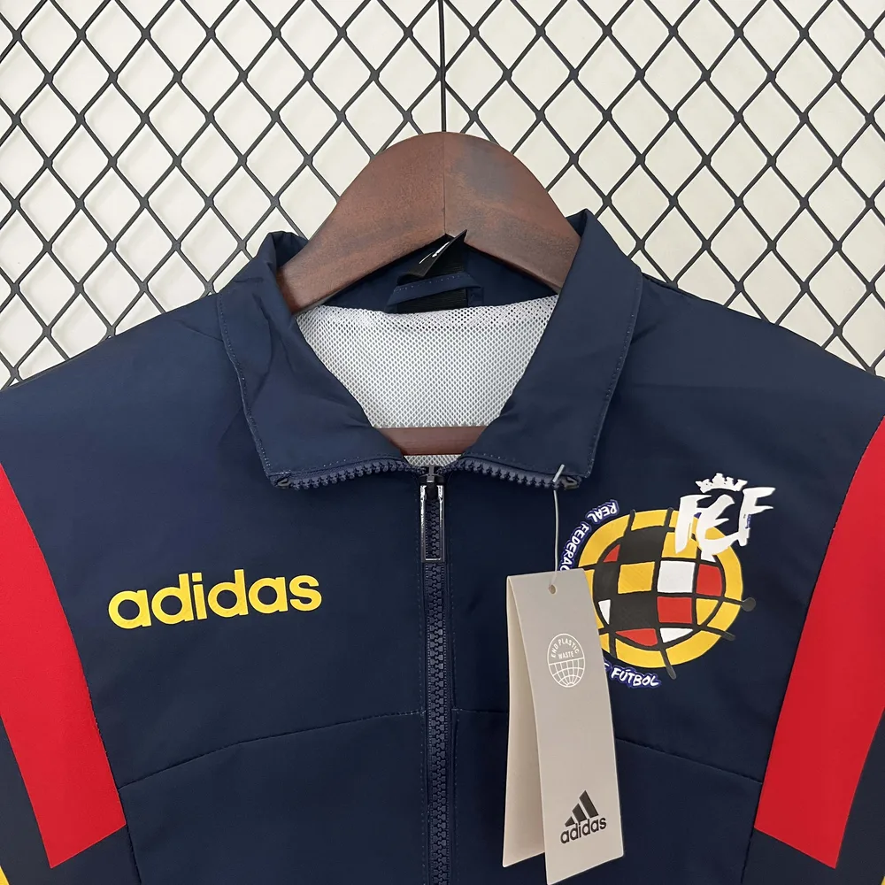 2024 España Cortavientos Azul Marino Camiseta de Fútbol AAA Grado Aficionado