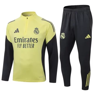 2025-2026 Real Madrid Conjunto de Entrenamiento Media Cremallera Amarillo Claro Camiseta de Fútbol Calidad Tailandesa Set