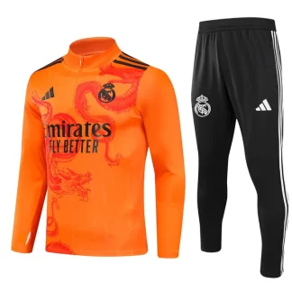Chándal de Entrenamiento de Media Cremallera de Real Madrid 2024/2025 Edición Especial Naranja Real Calidad Tailandesa