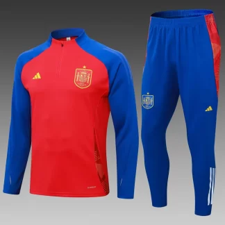Conjunto de Camiseta de Fútbol 2024 España Entrenamiento Semi-Cuello Rojo AAA calidad fan