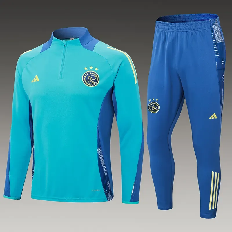 2024/2025 Conjunto de Entrenamiento Semi-Cuello Ajax Azul Celeste Camiseta de Fútbol Calidad Tailandesa