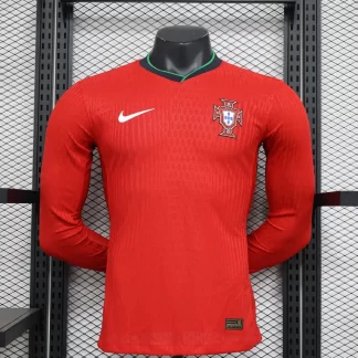 Camiseta de Fútbol Local de Manga Larga Versión Jugador Portugal 2024 Calidad Tailandesa 1:1