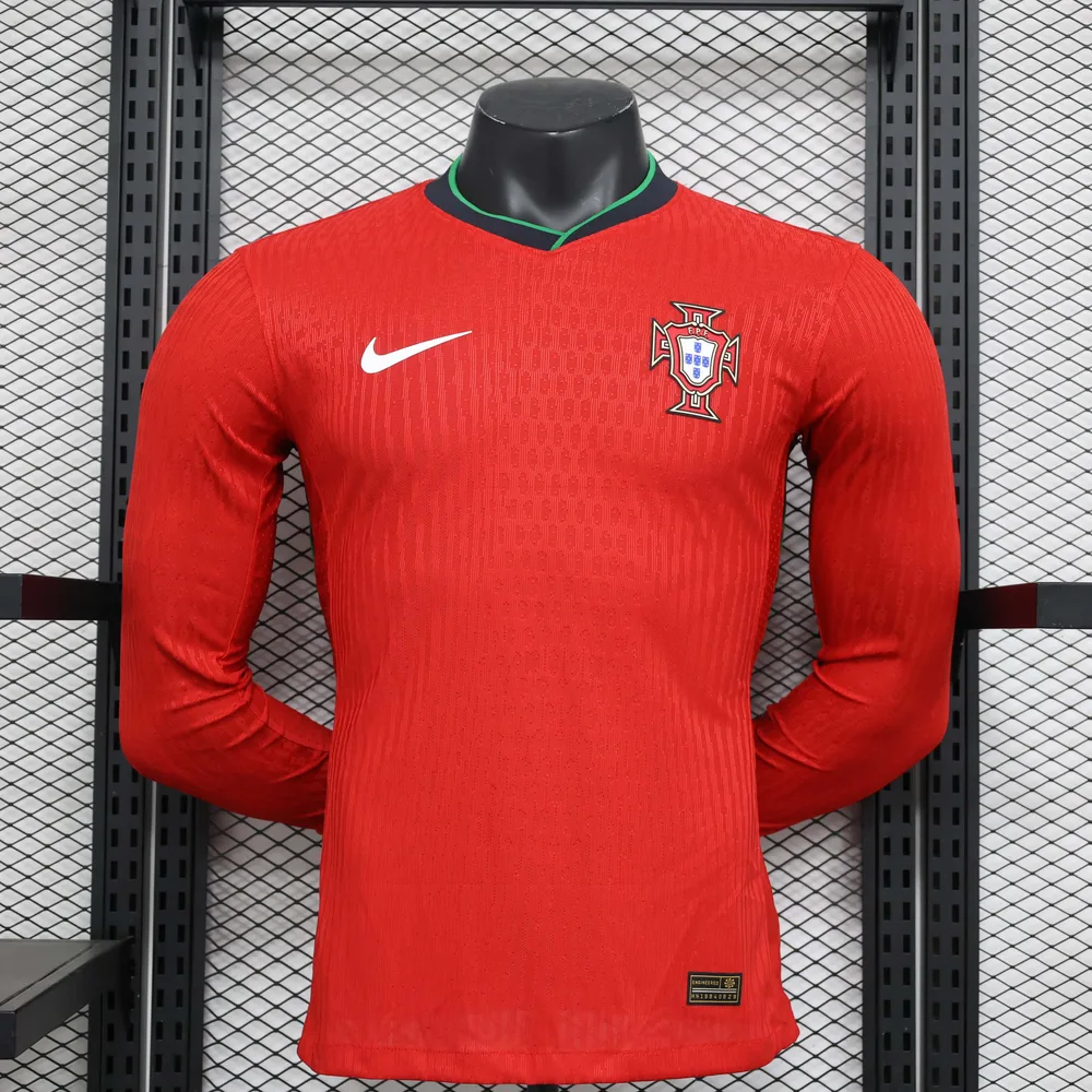 Camiseta de Fútbol Local de Manga Larga Versión Jugador Portugal 2024 Calidad Tailandesa 1:1