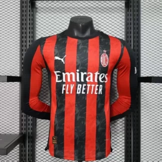 2025/2026 Camiseta de Fútbol Local Manga Larga AC Milan Versión Jugador Calidad Tailandesa