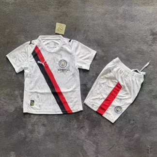 2025/2026 Manchester City KidSuper Edición Conjunta Blanca Camiseta de Fútbol Calidad Tailandesa Talla Infantil