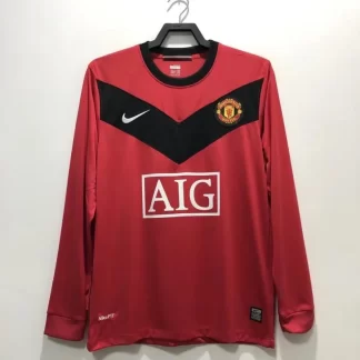 2009/2010 Retro Manga Larga Manchester United Equipación Local Camiseta de Fútbol Calidad Tailandesa