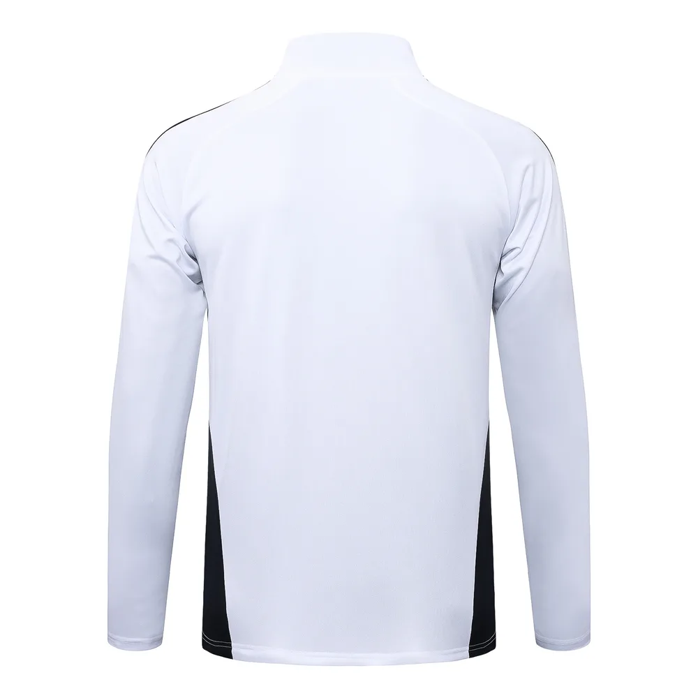 Chándal de entrenamiento con media cremallera Retro blanco de Real Madrid 2025-2026 Camiseta de fútbol Calidad Thai Set 01