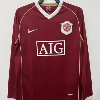 2006/2007 Retro Manga Larga Manchester United Equipación Local Camiseta de Fútbol Calidad Tailandesa