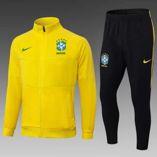 2025 Conjunto Chaqueta Cremallera Larga Amarilla Brasil AAA calidad aficionado