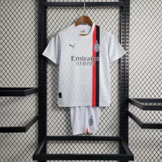 2023/2024 AC Milan Camiseta Visitante Fútbol Calidad Tailandesa Talla Infantil