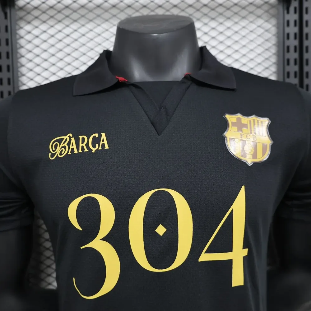 2024/2025 Versión Jugador Barcelona 304 Aniversario Edición Negra Camiseta Calidad Tailandesa