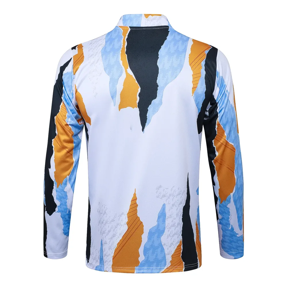 Chándal de entrenamiento con media cremallera estampado inkjet azul, blanco y amarillo de Real Madrid 2025/2026 Camiseta de fútbol Calidad Thai Set