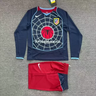 2004-2005 Retro Manga Larga Atletico Madrid Visitante Camiseta de Fútbol Calidad Tailandesa Talla Infantil