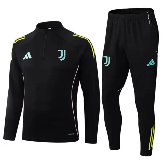 2025/2026 Juventus Conjunto de Entrenamiento Media Cremallera Negro Camiseta de Fútbol Calidad Tailandesa Set