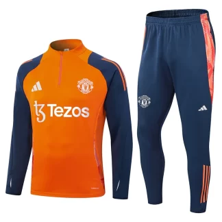 Chándal de Entrenamiento 2024/2025 Manchester United Naranja Camiseta de Fútbol Calidad Tailandesa Set