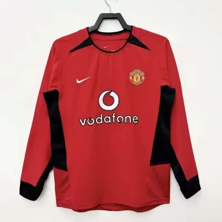 Camiseta de Fútbol Retro Manga Larga 2002-2004 Local Manchester United Calidad Tailandesa
