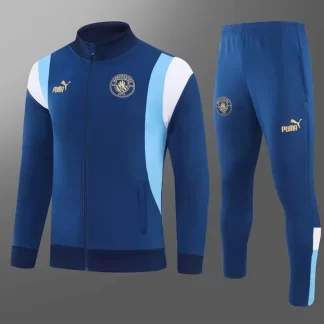 Chaqueta Cremallera Larga Manchester City 2023/2024 Azul Oscuro Camiseta de Fútbol Set