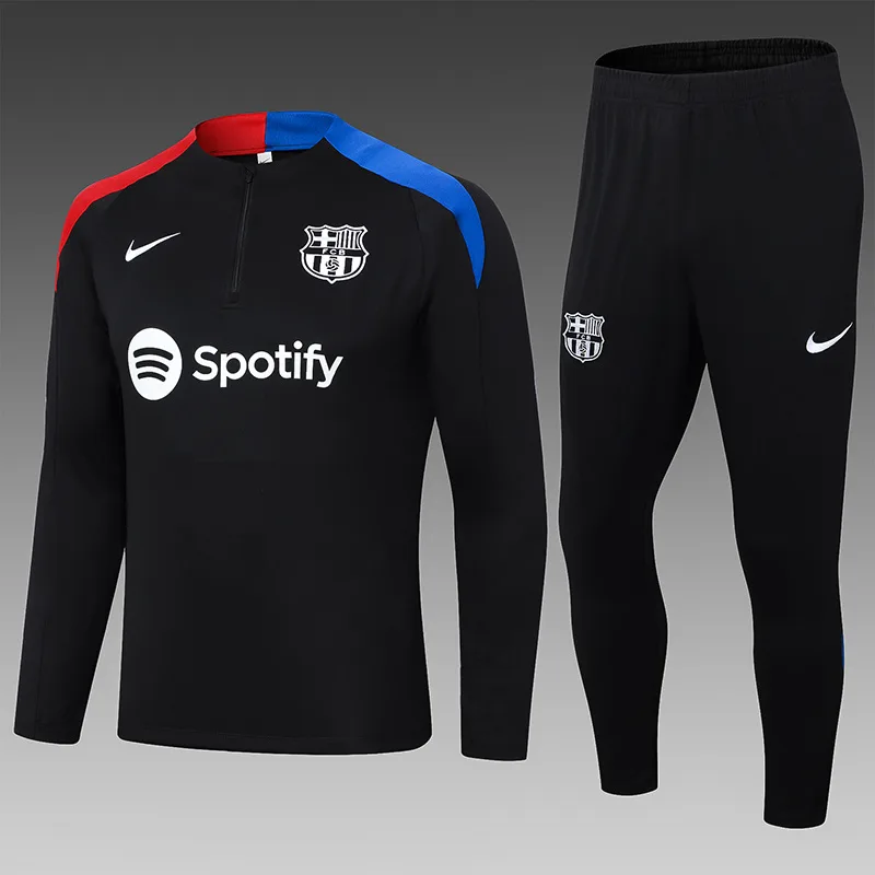 Conjunto de Entrenamiento de Media Cremallera Negro del Barcelona 2024/2025