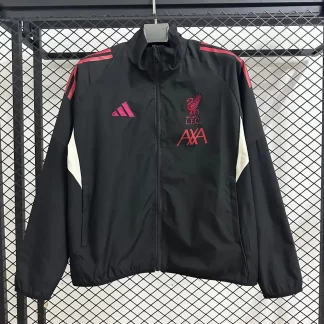 2025/2026 Liverpool Chaqueta Cortavientos Negro Camiseta de Fútbol 1:1 Calidad Tailandesa