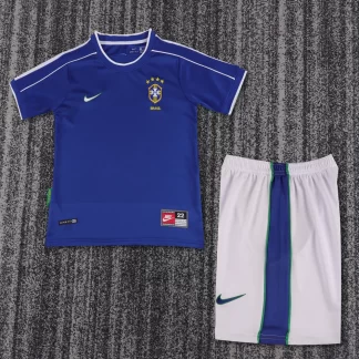 Camiseta de Fútbol Retro Visitante Brasil 1998 Calidad Tailandesa Talla Infantil