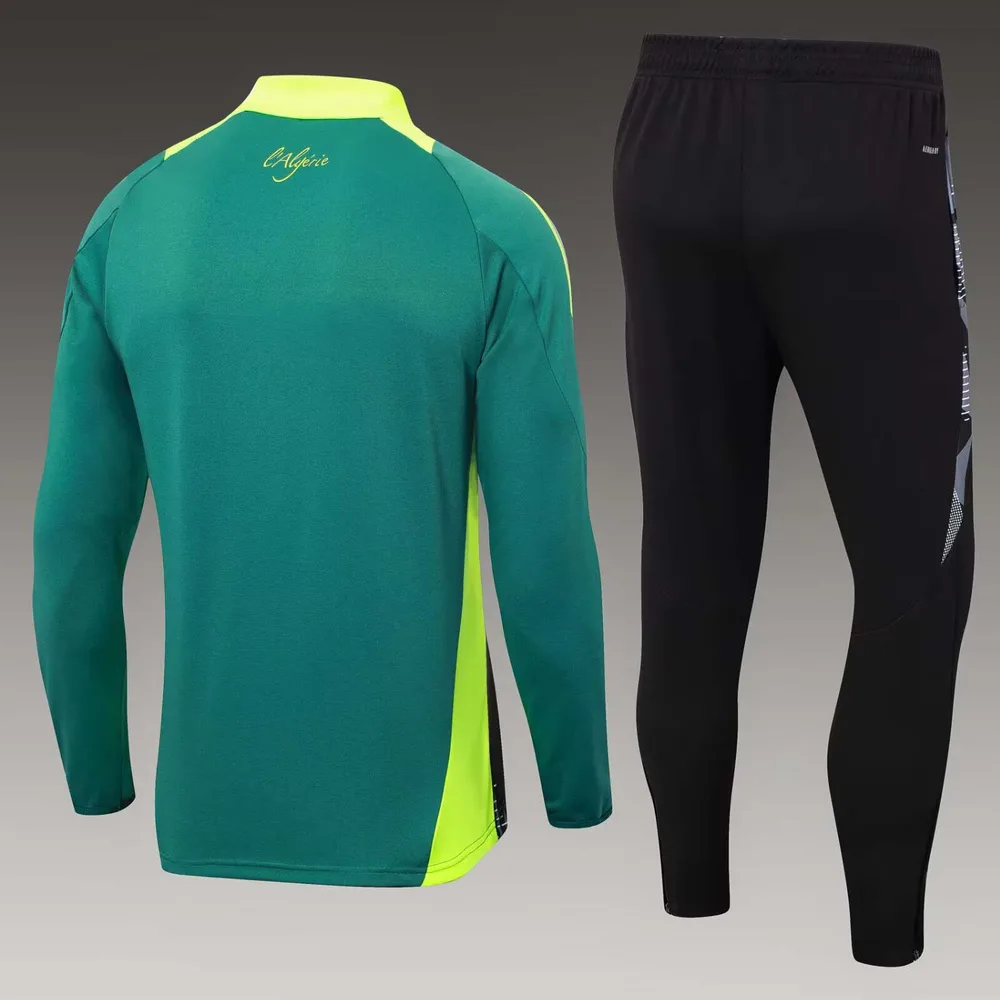 2024 Conjunto de Entrenamiento Semisubido Selección Nacional de Argelia Verde Oscuro Camiseta