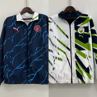 Chaqueta cortavientos reversible del Manchester City 2023/2024 azul marino Camiseta de fútbol Calidad Tailandesa