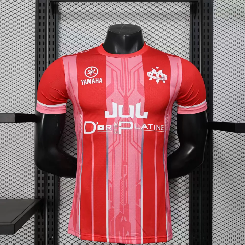 2025/2026 Versión Jugador Olympique de Marseille Edición Especial Roja Camiseta de Fútbol Calidad Tailandesa