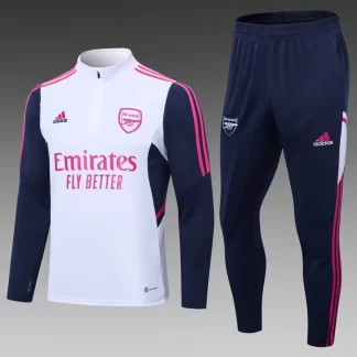 Conjunto de Camiseta de Fútbol 2022/2023 Arsenal Entrenamiento Media Cremallera Blanco Calidad Tailandesa