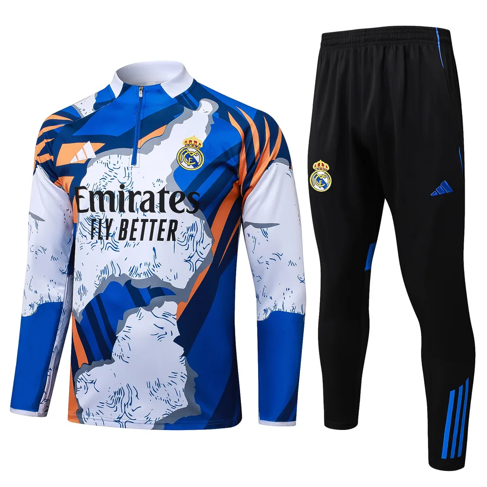 Chándal de entrenamiento con media cremallera de Real Madrid estampado inkjet camuflaje 2025/2026 Camiseta de fútbol Calidad Thai Set