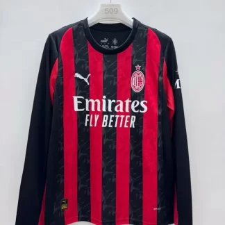 2025/2026 AC Milan Manga larga Local Camiseta de fútbol Calidad tailandesa