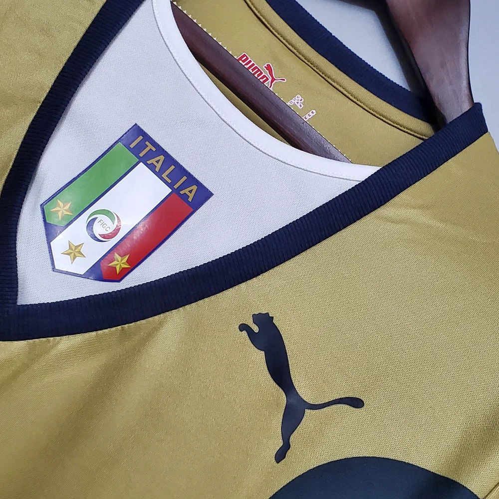 Camiseta de Fútbol Dorada de Portero Retro Italia 2006