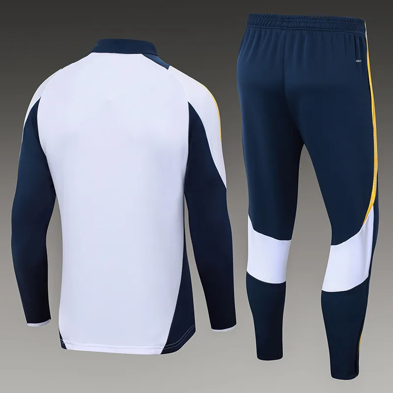 2024/2025 Real Madrid Chándal de Entrenamiento Semi-Ajustado Blanco Camiseta de Fútbol Calidad Tailandesa Set
