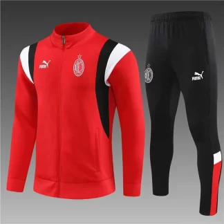 Chaqueta Cremallera Larga 2023/2024 AC Milan Roja Camiseta de Fútbol Calidad Tailandesa Set