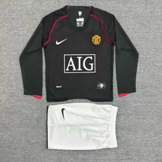 2007/2008 Retro Manga Larga Manchester United Tercera Equipación Camiseta de Fútbol Calidad Tailandesa Talla Infantil