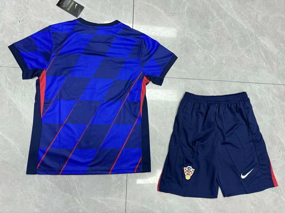 Camiseta Visitante de la Selección de Croacia 2024 Calidad Tailandesa Talla Infantil