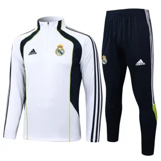 Chándal de entrenamiento con media cremallera Retro blanco de Real Madrid 2025-2026 Camiseta de fútbol Calidad Thai Set 01