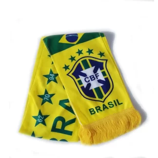 Bufanda de aficionado de Brasil CBF (Estampado de estrellas amarillas)