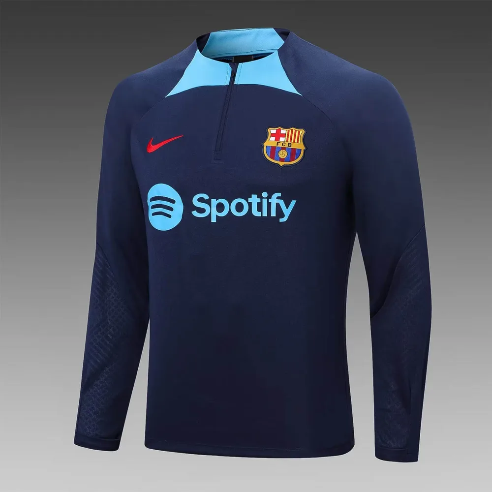 Conjunto de Entrenamiento de Media Cremallera Azul Oscuro del Barcelona 2022/2023