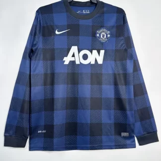 2013/2014 Retro Manga Larga Manchester United Equipación Visitante Camiseta de Fútbol Calidad Tailandesa