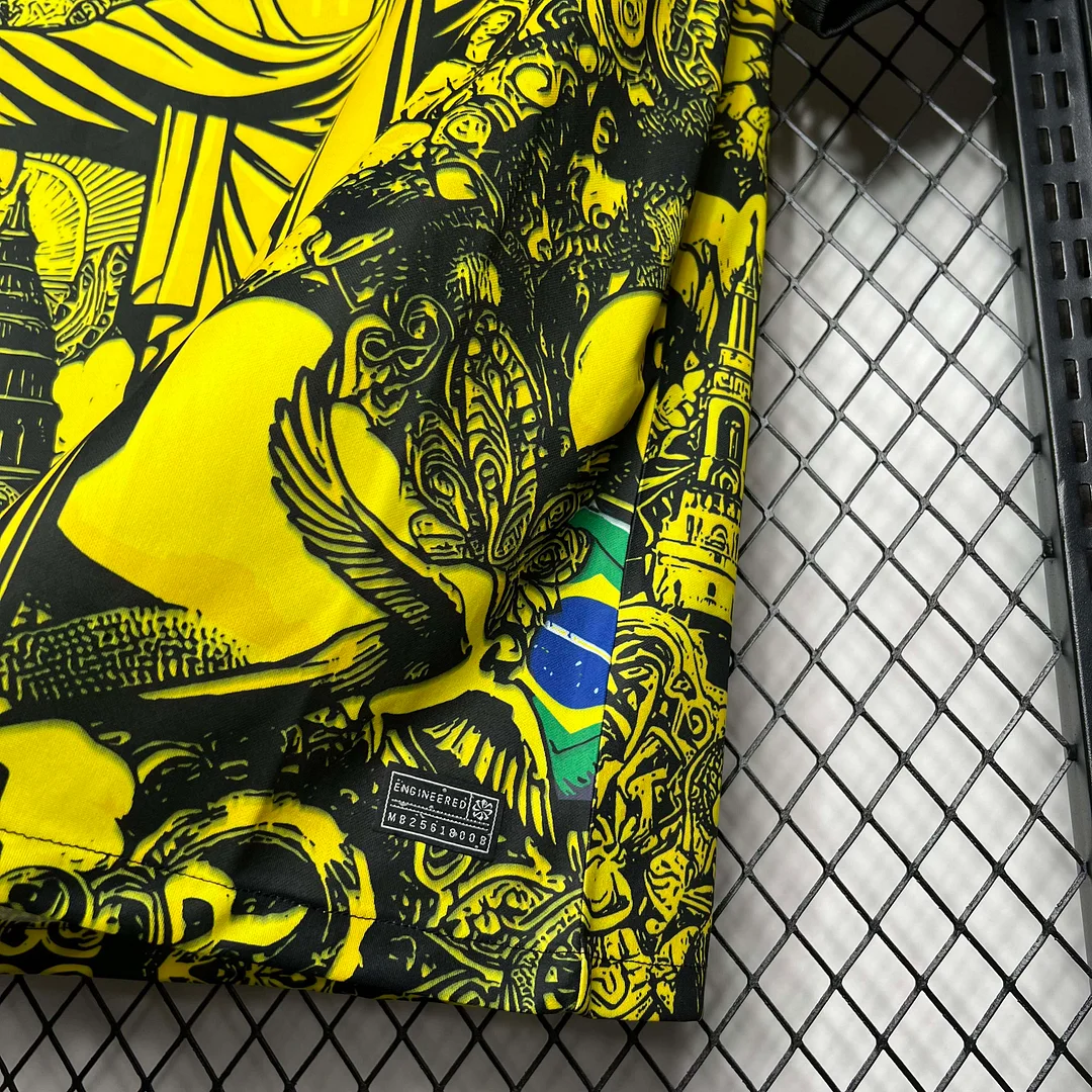 2024 Brazil Special Edition Jesus Yellow Gray Soccer Jersey
