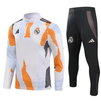 Chándal de Entrenamiento de Media Cremallera de Real Madrid 2024/2025 Estampado Azul, Amarillo y Gris Calidad Tailandesa